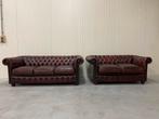 Chesterfield 3+2 zit zetels Oxblood rood GRATIS GELEVERD, Huis en Inrichting, Ophalen of Verzenden, Gebruikt, Leer