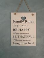 Wandeercoratie Family Rules, Huis en Inrichting, Woonaccessoires | Tekstborden en Spreuken, Ophalen of Verzenden, Zo goed als nieuw