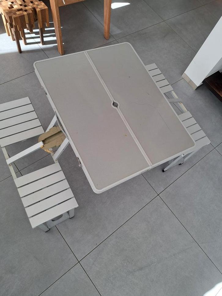 Campingset inklapbaar tafel met inbegrepen stoeltjes, grijs, Caravans en Kamperen, Kampeermeubelen, Ophalen
