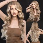 Swiss lace front pruik roomblond lang krullend haar Yente, Verzenden, Nieuw, Pruik of Haarverlenging