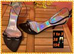 Slingbacks dames 38.  1 to 3, Zwart, 1 to 3, Ophalen of Verzenden, Zo goed als nieuw
