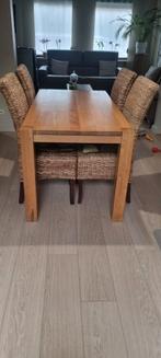 Massief eiken tafel 80x160 met of zonder stoelen, Ophalen of Verzenden, Zo goed als nieuw