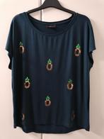 Donkerblauw T-shirt met printen in kleine pailletten, M, Enlèvement ou Envoi, Neuf