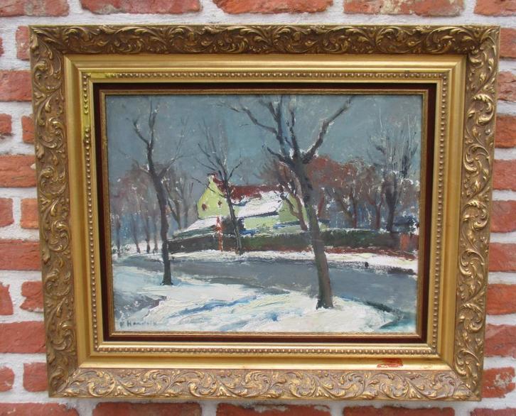 Hendrix Pierre ( 1913 - 1995) Besneeuwd landschap, Antiek en Kunst, Kunst | Schilderijen | Klassiek, Ophalen of Verzenden