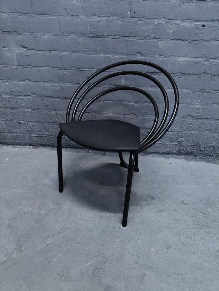 post moderne stoel 80's, Huis en Inrichting, Stoelen, Gebruikt, Kunststof, Metaal, Zwart, Ophalen
