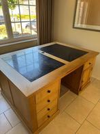 Massief Eiken Directiebureau met Granieten Blad, Huis en Inrichting, Ophalen, Zo goed als nieuw, Bureau