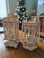 Lantaarntjes hout 2 stuks met verlichting, Ophalen, Hout