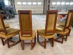 6vintage eetkamerstoelen massief hout en fluwelen bekleding, Ophalen