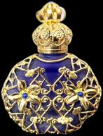 Art Deco Parfum Flesje Goudtoon Flacon Filigrain Edelsteen, Antiquités & Art, Envoi