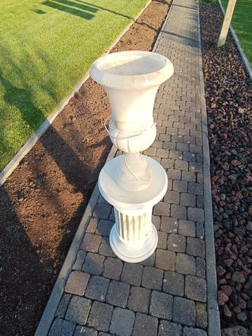 Ancien vase en albâtre avec lampe et colonne, Enlèvement ou Envoi