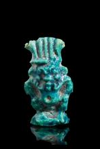 Oud-Egyptisch Faience Amulet van Bes groot amulet, Antiek en Kunst, Ophalen of Verzenden