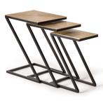 SET van 3 BIJZETTAFELS  goud aluminium blad zwart onderstel, Huis en Inrichting, Ophalen of Verzenden, Nieuw