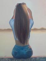 olieschilderij vrouw/zonsondergang (60x80 cm), Ophalen of Verzenden