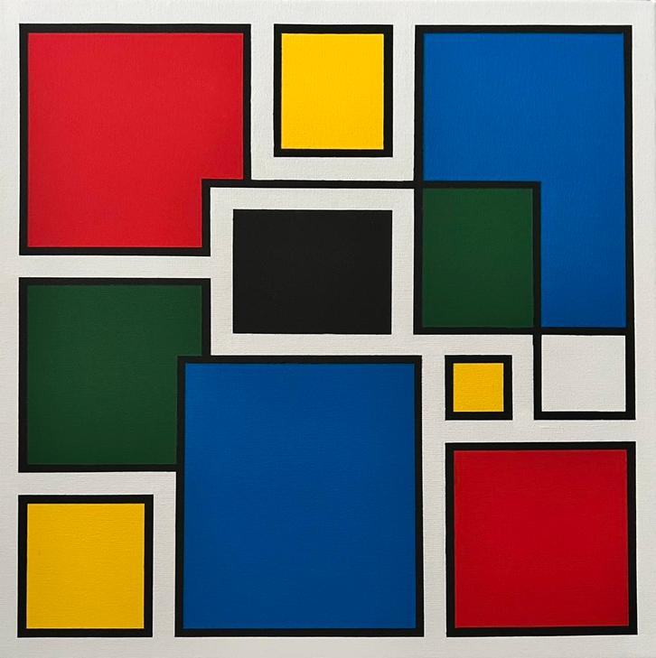 Kleurensymfonie in Abstracie, Antiek en Kunst, Kunst | Schilderijen | Abstract, Ophalen of Verzenden