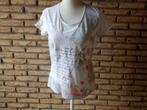 (26) - tee shirt femme t.M blanc gris - kalisson -, Kleding | Dames, Maat 38/40 (M), Wit, Ophalen of Verzenden, Korte mouw