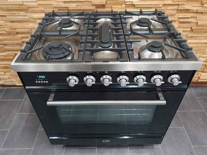 🔥Luxe Boretti Fornuis 80cm hoogglans zwart + rvs 1 oven, Elektronische apparatuur, Fornuizen, Zo goed als nieuw, Vrijstaand, Gas