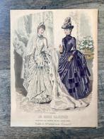 antieke modeprent gravure bruid La Mode Illustrée ca 1880-85, Ophalen of Verzenden