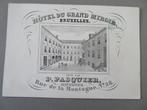 1850 Carte Porcelaine Hotel du Grand Miroir Bruxelles, Ophalen of Verzenden, Zo goed als nieuw, Voor 1940, Prent