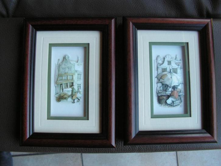 Twee prachtige houten kadertjes met reliëf “Living Pictures., Antiek en Kunst, Kunst | Schilderijen | Klassiek, Ophalen of Verzenden