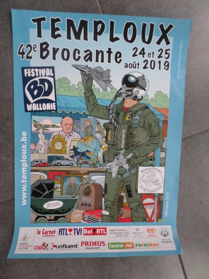 Affiche Brocante Temploux  - 2019, Collections, Posters & Affiches, Utilisé, Autres sujets/thèmes, A1 jusqu'à A3, Rectangulaire vertical