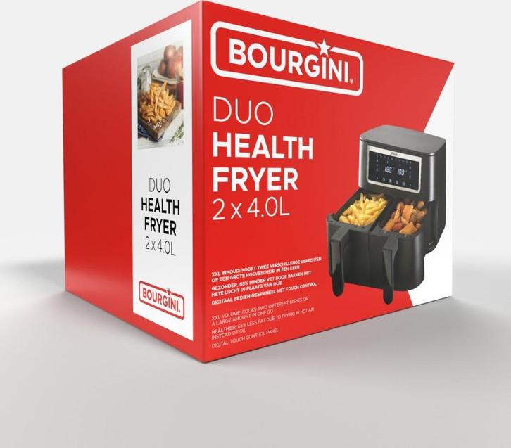 Bourgini Airfryer Duo Health Fryer – 2 x 4.0L - PFAS vrij, Elektronische apparatuur, Airfryers, Nieuw, Airfryer, Ophalen