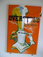 EMAILLE RECLAMEBORD"OVERSTOLZ SIGARETTEN"UIT JAREN 50, Ophalen of Verzenden, Gebruikt, Reclamebord