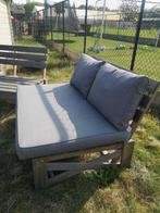 2 lichtgrijze kussensets voor tuinlounge, Tuin en Terras, Ophalen, Zo goed als nieuw