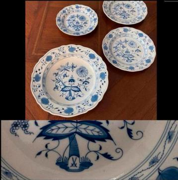 Set Meissen porselein borden, schotel, schaal met merk. beschikbaar voor biedingen