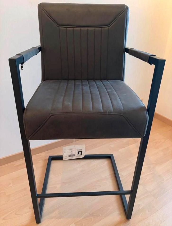 2 Tabourets de Bar Anthracite - État Neuf, Maison & Meubles, Tabourets de bar, Comme neuf, 60 à 90 cm, Métal, 2 tabourets, Avec repose-pieds