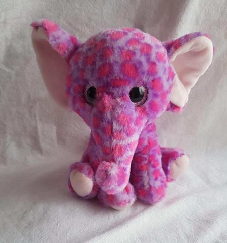 Knuffel olifant paars met blinkende ogen 18H 15B, Kinderen en Baby's, Speelgoed | Knuffels en Pluche, Olifant, Ophalen of Verzenden