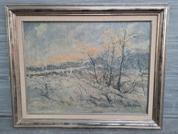 huile sur toile paysage enneige signe gomze beschikbaar voor biedingen