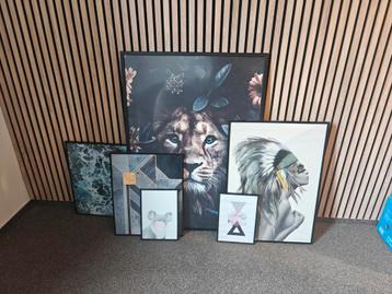 6 fotokaders, 5 euro voor alles schilderij, poster met kader beschikbaar voor biedingen