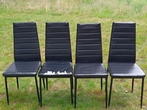 set van 4 zwarte stoelen (upcycle), Maison & Meubles, Chaises, Utilisé, Quatre, Noir, Enlèvement