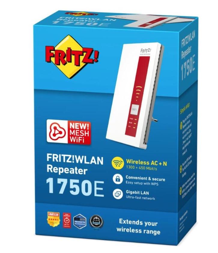 AVM Fritz!Repeateur 1750E Gigabit gv78, Computers en Software, Accesspoints, Refurbished, Ophalen of Verzenden
