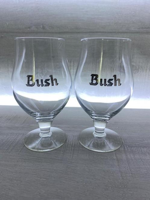 04/ Lot de 02 Verres Bush écriture argentées, Verzamelen, Glas en Drinkglazen, Zo goed als nieuw, Bierglas, Ophalen of Verzenden