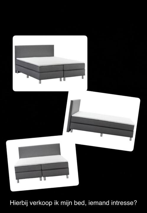 Bed + matras, Huis en Inrichting, Slaapkamer | Bedden, Gebruikt, Tweepersoons, 160 cm, 200 cm, Stof, Grijs, Ophalen