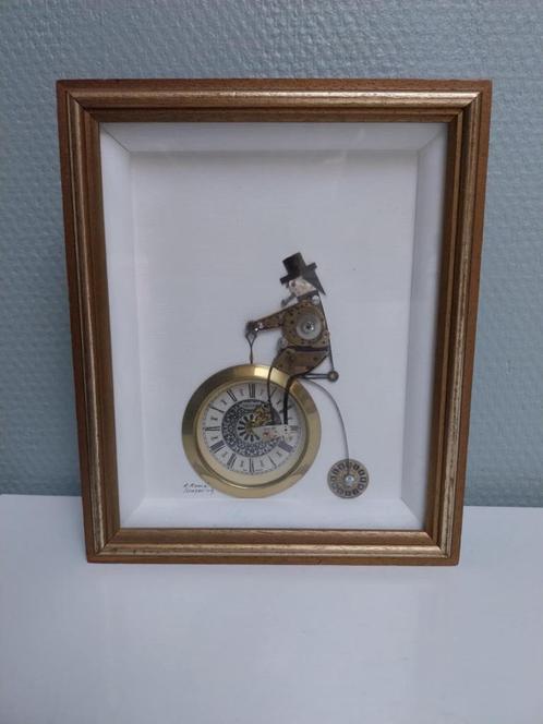 kader met metalen sculpture fiets Elizabeth II Jubilée 1977, Verzamelen, Retro, Overige typen, Ophalen