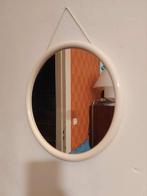 Mid-century ronde spiegel met wit frame, 1980s, Moins de 100 cm, Rond, Comme neuf, Enlèvement