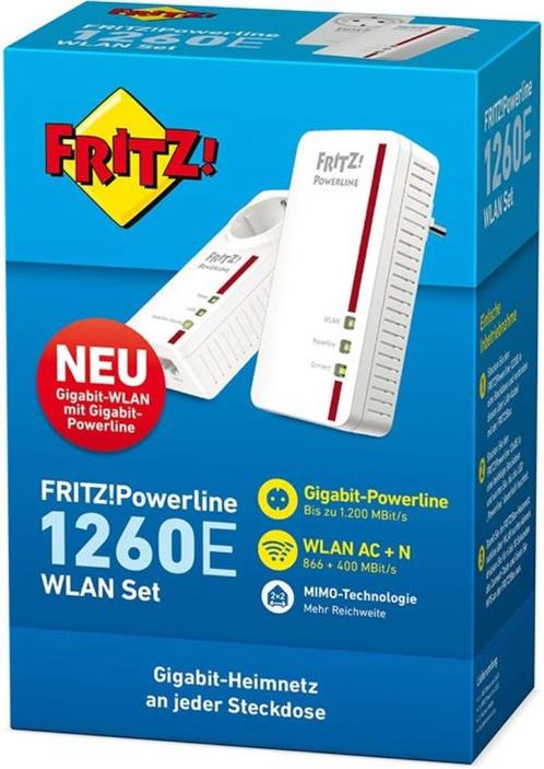 avm Fritz!PowerLine 1260E Set Gigabit a/b/g/n/ac gv78, Informatique & Logiciels, Commutateurs réseau, Reconditionné, Enlèvement ou Envoi