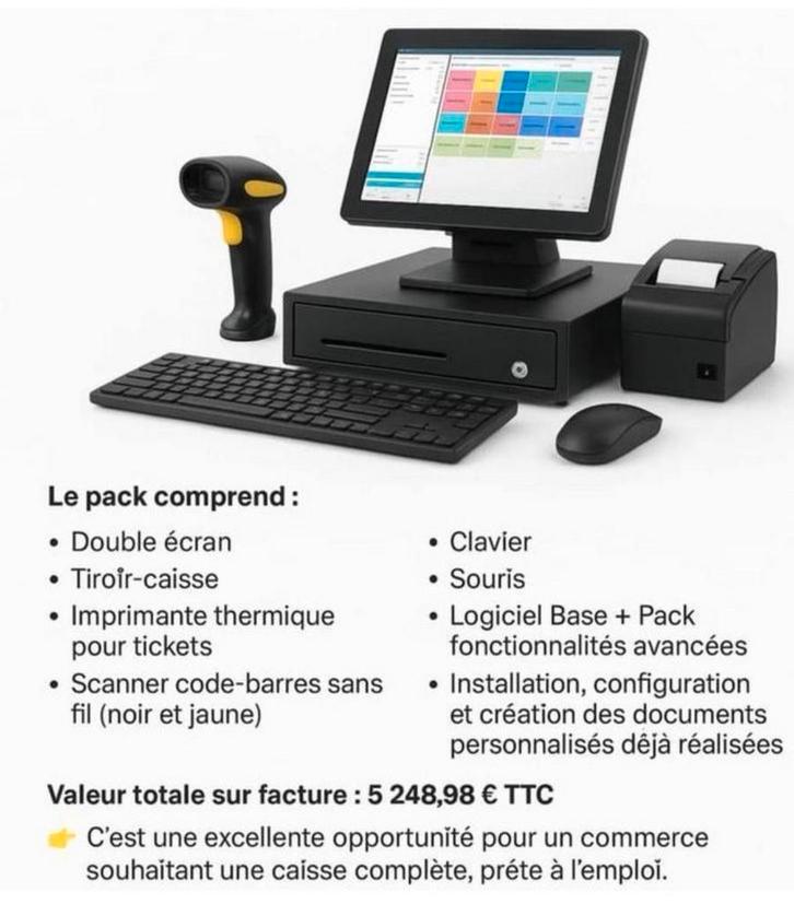 Caisse enregistreuse complète double écran – Très bon état, Computers en Software, Overige Computers en Software, Zo goed als nieuw