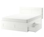 Bed met opbergruimte 160x200cm, wit, Huis en Inrichting, Slaapkamer | Bedden, Ophalen, Gebruikt, Wit, Tweepersoons