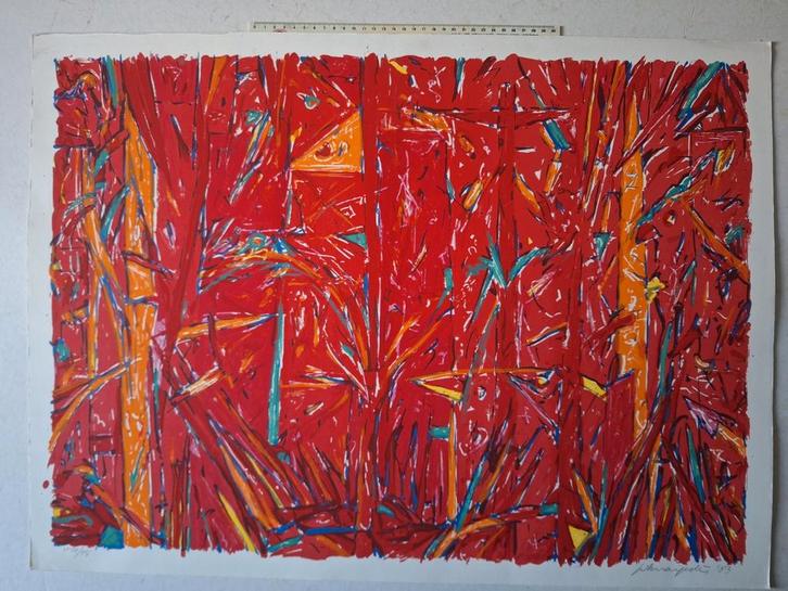 Vroege zeefdruk Fik Van Gestel abstracte compositie uit 1983, Antiek en Kunst, Kunst | Litho's en Zeefdrukken, Ophalen of Verzenden