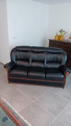 Zetel (3-zit zwart leder), Enlèvement, Utilisé, Cuir, Vintage
