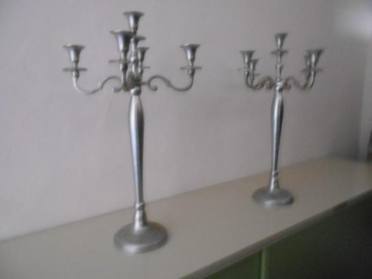 2 - 4 armige kaarskandelaars, Huis en Inrichting, Woonaccessoires | Kandelaars en Kaarsen, Gebruikt, Kandelaar, 25 tot 50 cm, Metaal