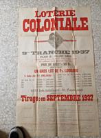 Grande affiche ancienne Loterie Coloniale 1937, Collections, Utilisé, Envoi