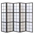 Zwart houten kamerscherm 5-delig shoji bekleding inklapbaar, Maison & Meubles, Accessoires pour la Maison | Paravents d'intérieur