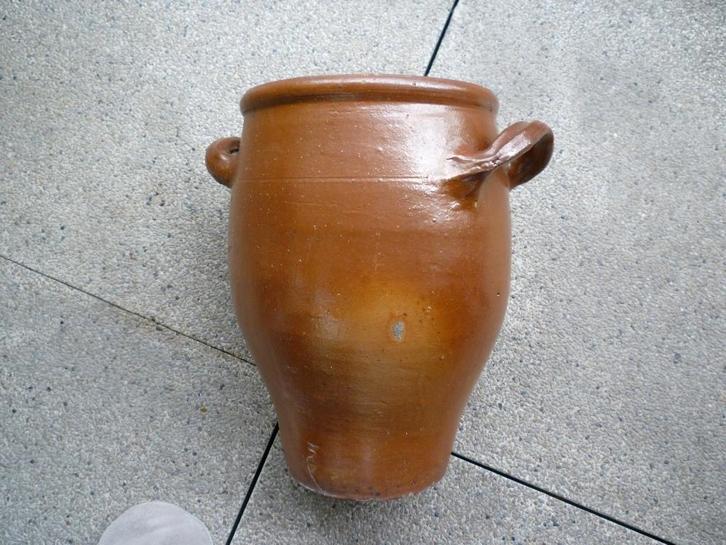 Vintage bloempot van geglazuurd aardewerk, Tuin en Terras, Bloempotten, Zo goed als nieuw, Binnen, Balkon, Tuin, Ophalen