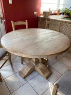 Eiken eettafel met 4 stoelen, Ophalen, Gebruikt