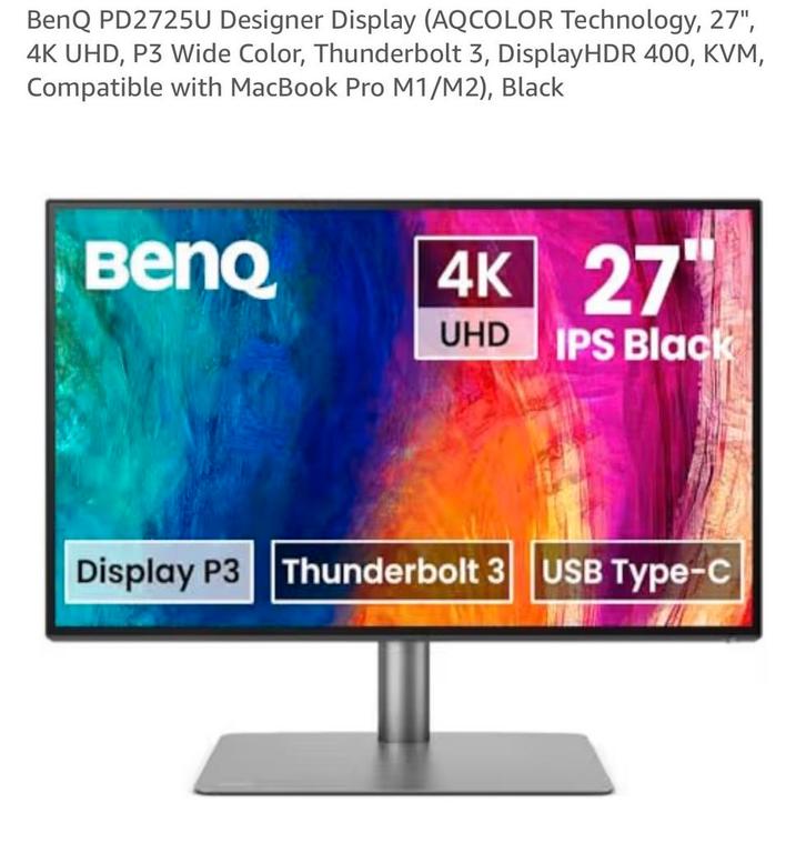 Ecran d’ordinateur photo/design Benq PD2725U 4K UHD, Computers en Software, Monitoren, Zo goed als nieuw, Thunderbolt, In hoogte verstelbaar