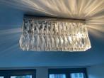 Rechthoekige plafondlamp met glazen kristallen, Glas, Modern, Ophalen of Verzenden, Zo goed als nieuw
